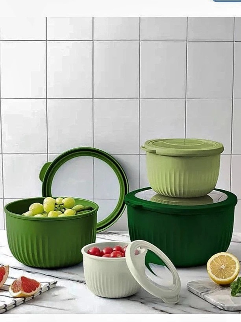 Art & Cook 8-Piece Round Nesting Bowl Set with Lids
